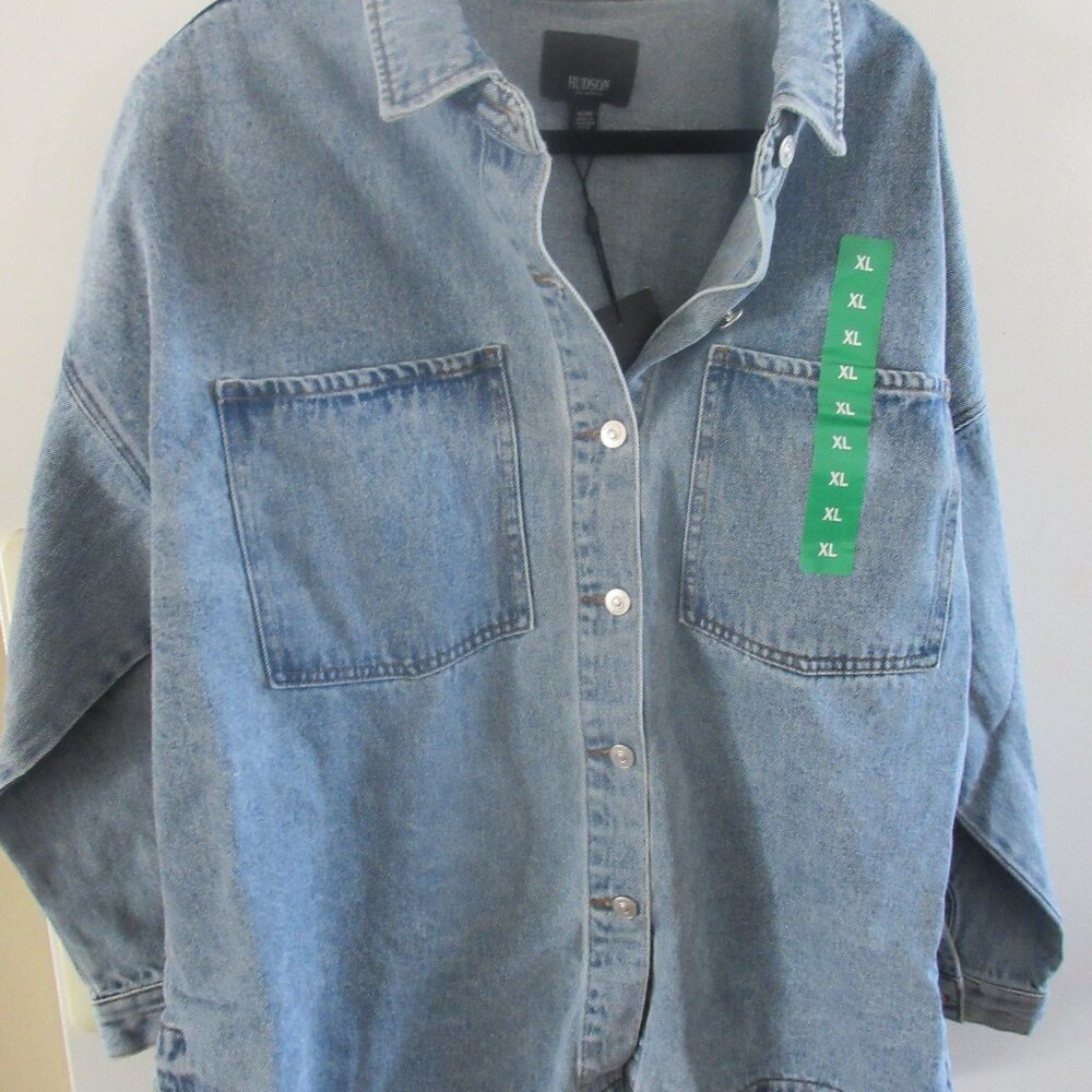 Women's Hudson Light Blue Oversize Denim Jacket XL new cotton nwt